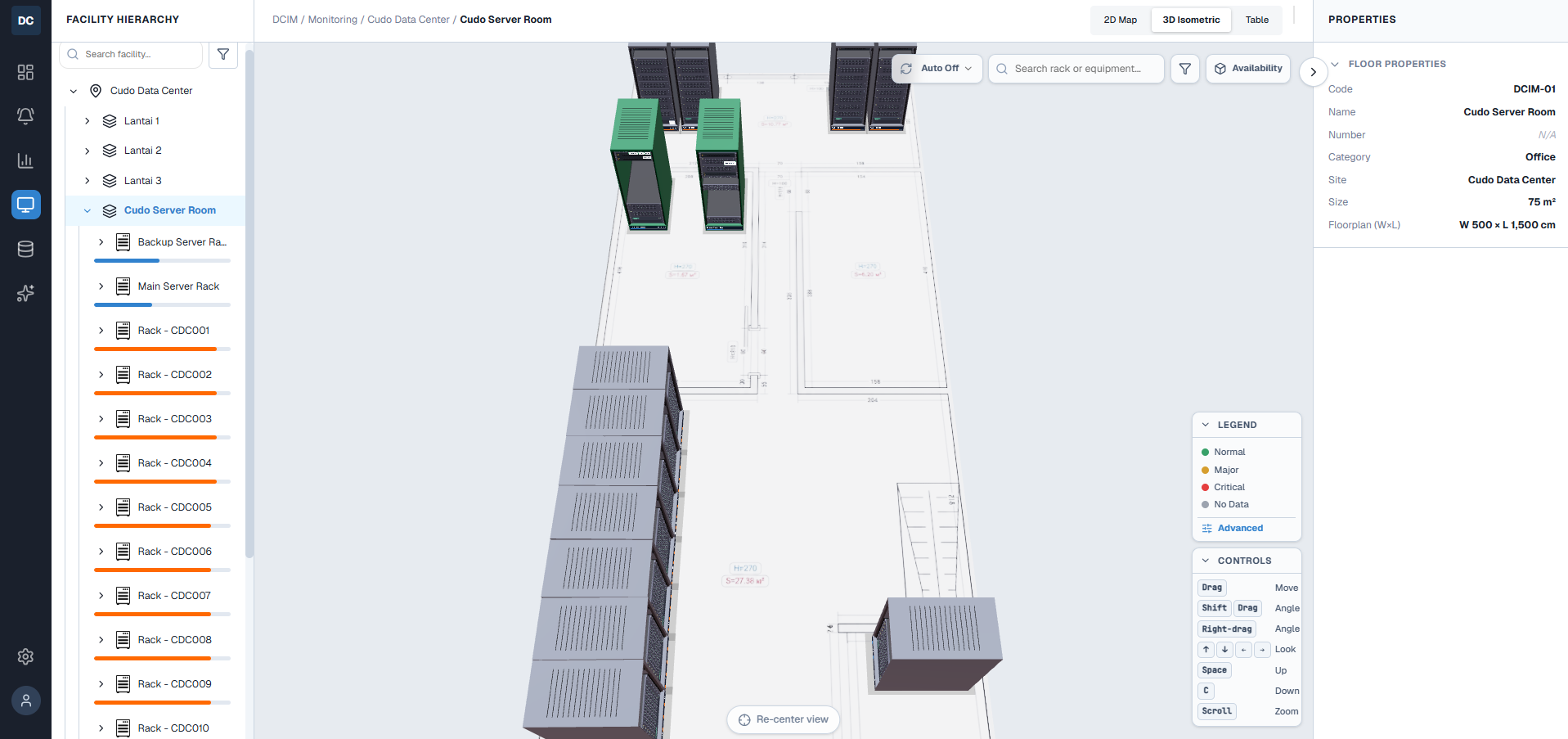 Data center 3D visualization